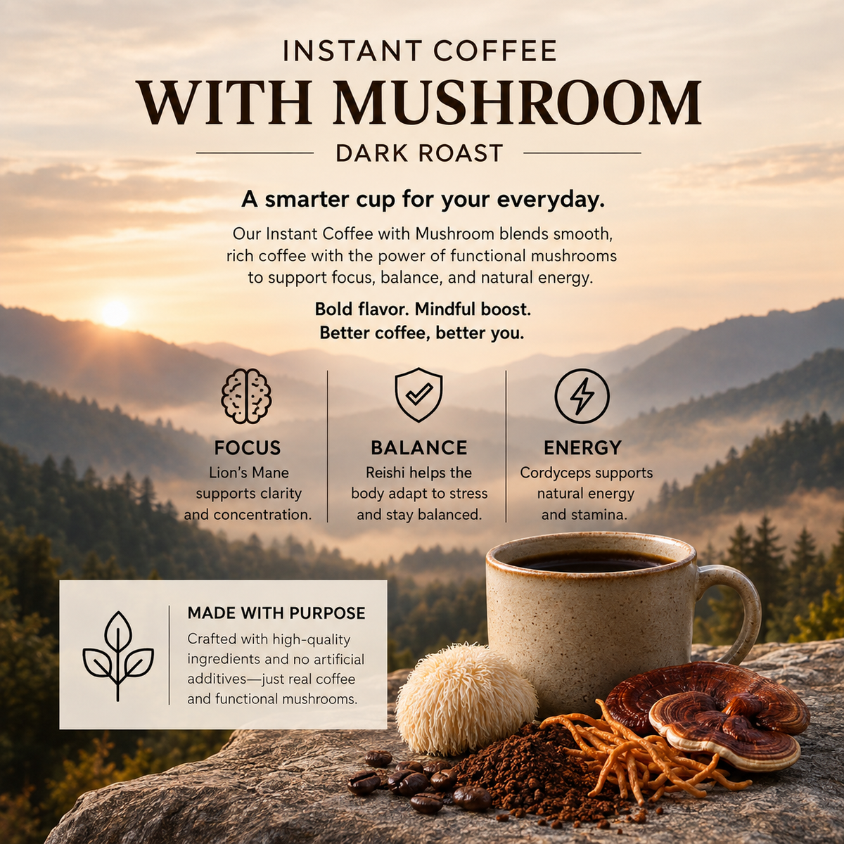 Coffee with Mushrooms Dark Roast